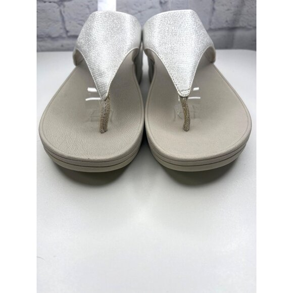 Fit Flp Sandals White Pearl Comfort Toe Ladies Size 11 Thong Sandals Shimmer - Picture 2 of 10